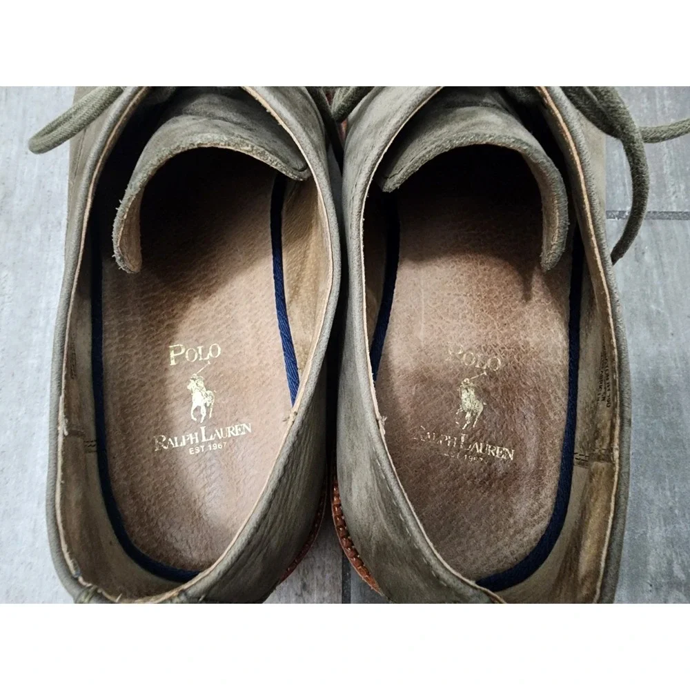 Polo Ralph Lauren Shoes Torrington Green Suede Leather Upper 10D